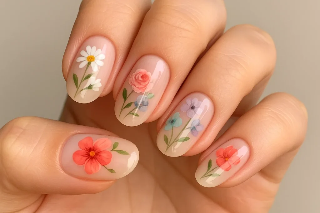 Pretty Flower Nail Design for a Soft, Feminine Look