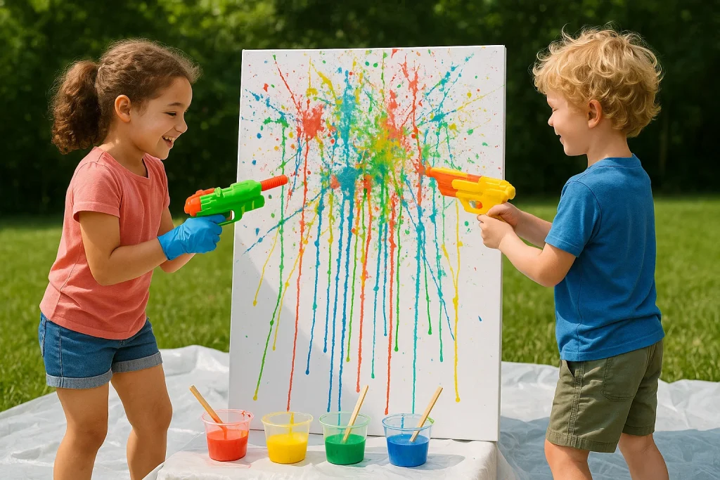 Squirt Gun Painting – A Summer Art Activity Kids Will Love