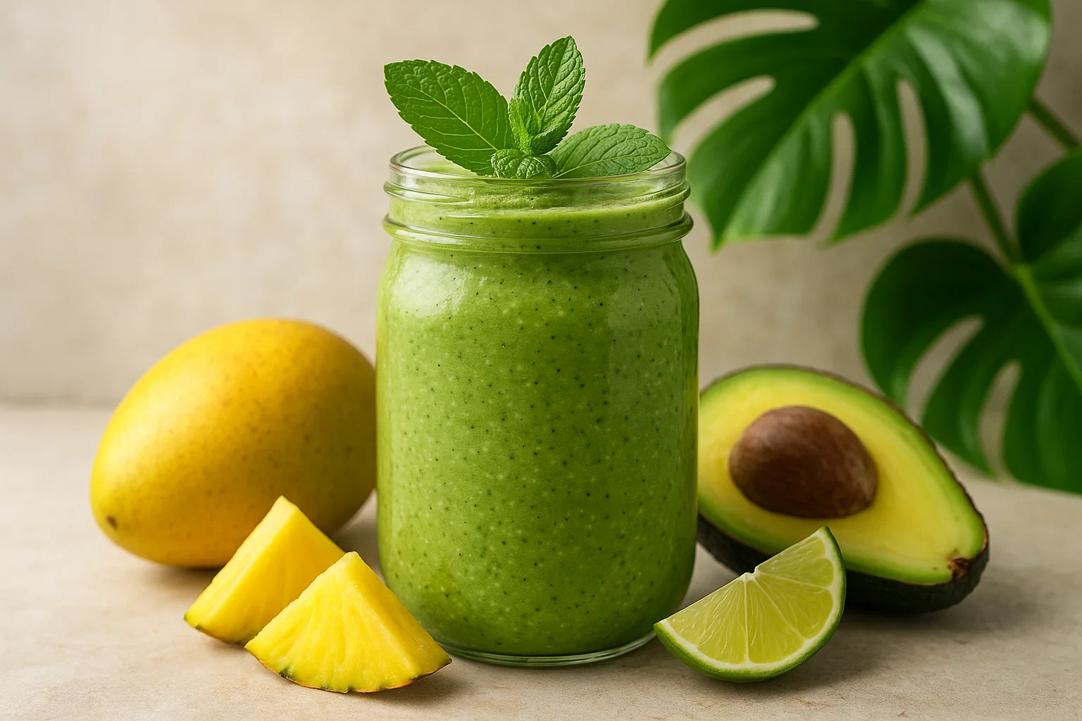 tropical-green-smoothie-for-glowing-skin