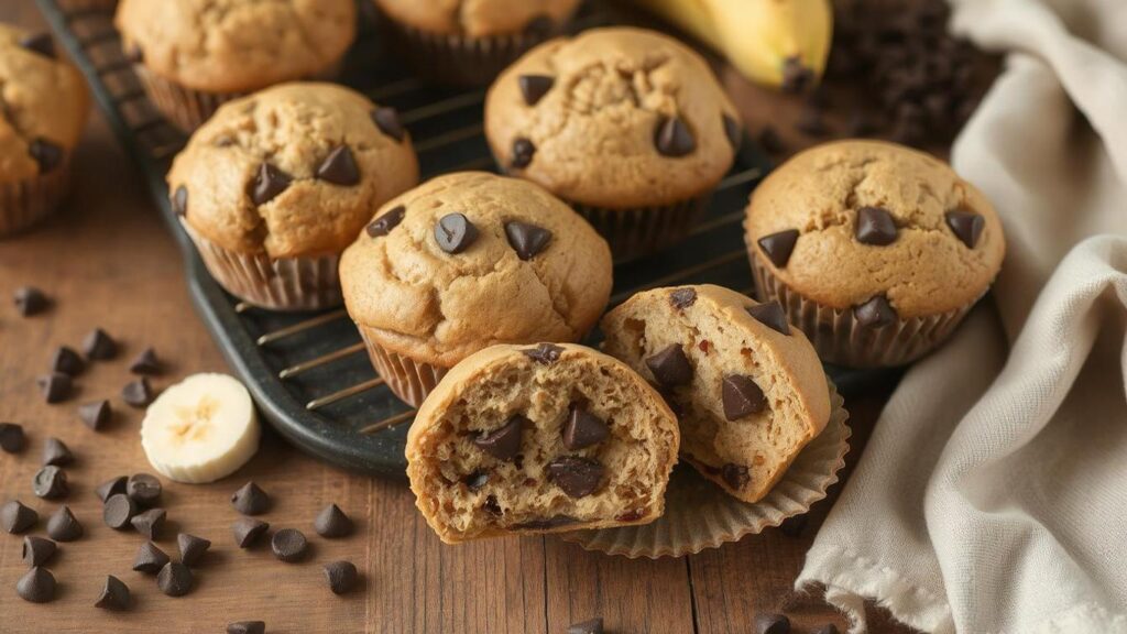 Whole Wheat Banana Muffins with Dark Chocolate Chips