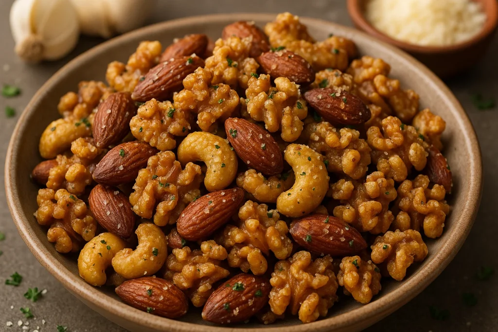Garlic Parmesan Roasted Nuts