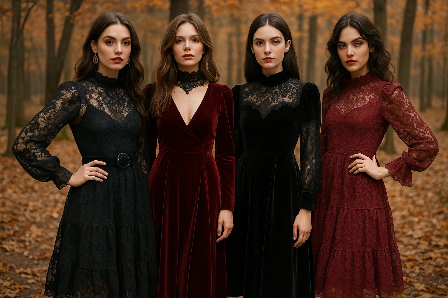 Dark Romance Fashion Lace & Velvet Autumn Looks