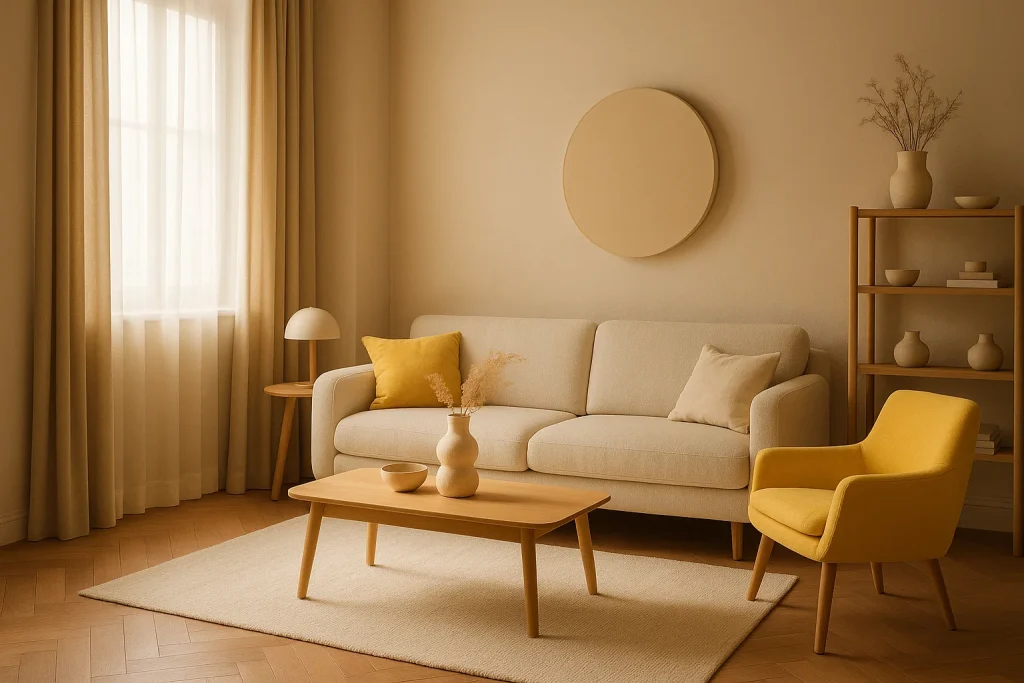 Warm Neutrals & Butter-Yellow Accent Interiors