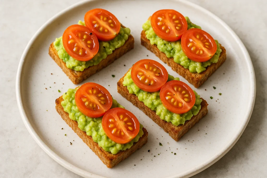 Avocado Toast Bites with Cherry Tomatoes
