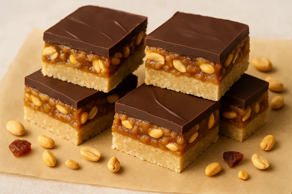 Easy No-Bake Vegan Snickers Treats