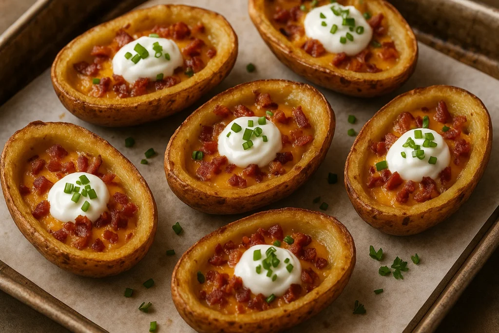 Loaded Cheesy Baked Potato Skins
