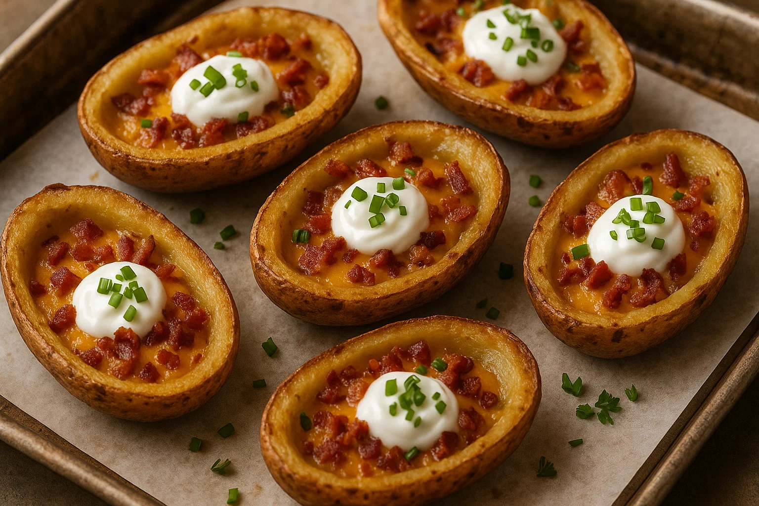 Loaded Cheesy Baked Potato Skins