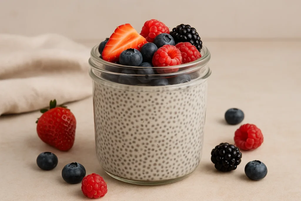 Overnight Chia Pudding with Berries