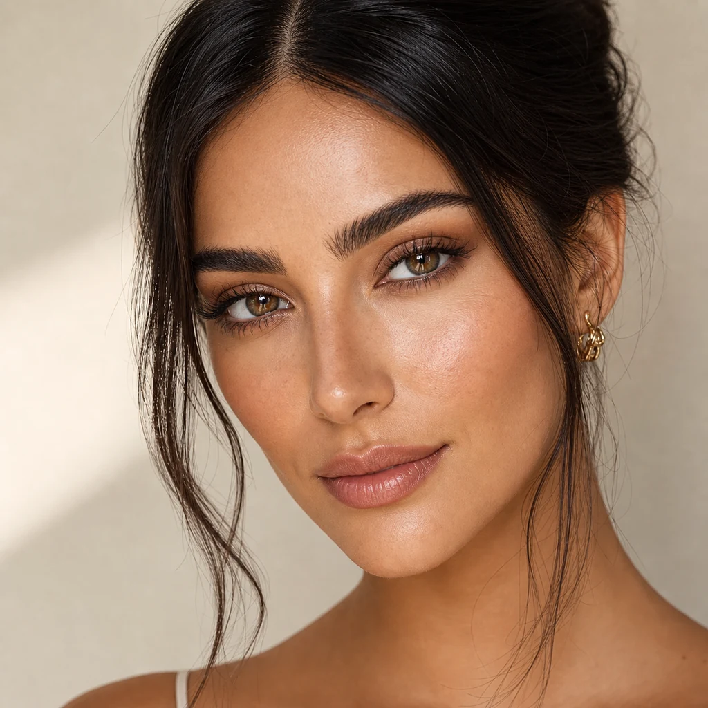 Soft nose contour makeup result with natural blended definition