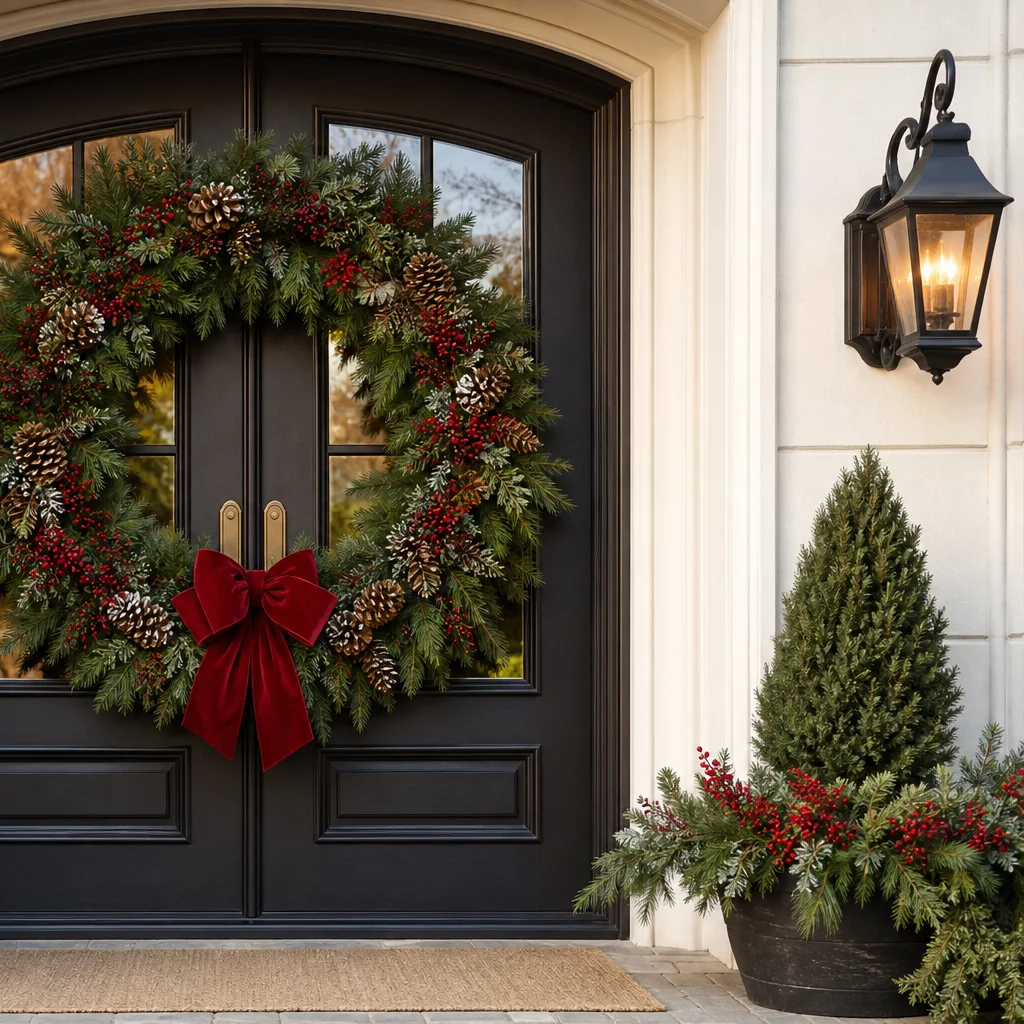 Oversized Christmas wreath for a statement front porch display