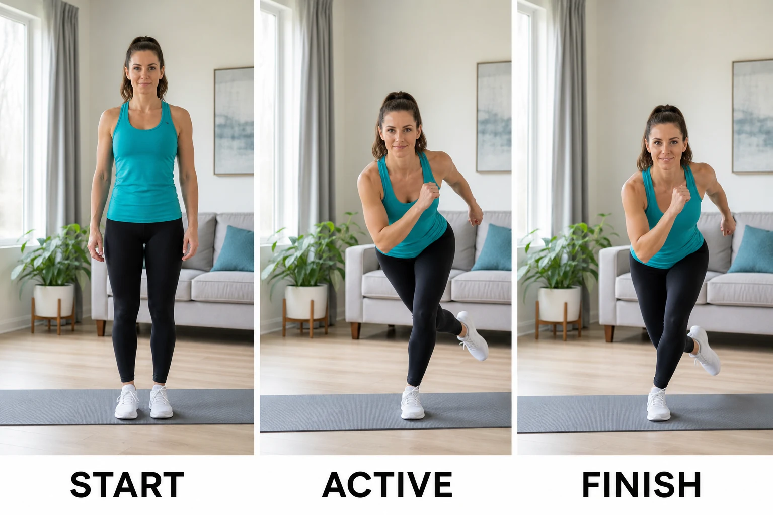 Step-by-step skater jumps guide: stand centered, leap sideways landing on one foot, switch sides