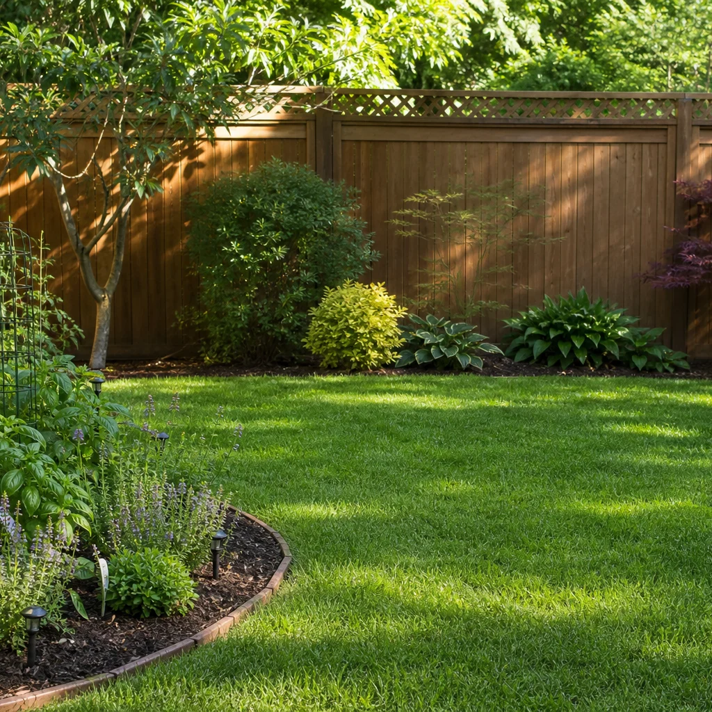 Level green backyard lawn after tree stump removal ready for planting