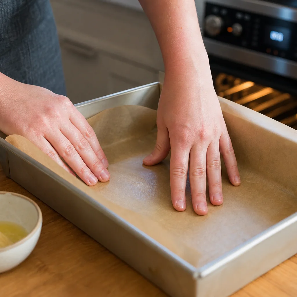 Step 1 preheating oven to 350 degrees and greasing a 9 by 13 inch baking dish