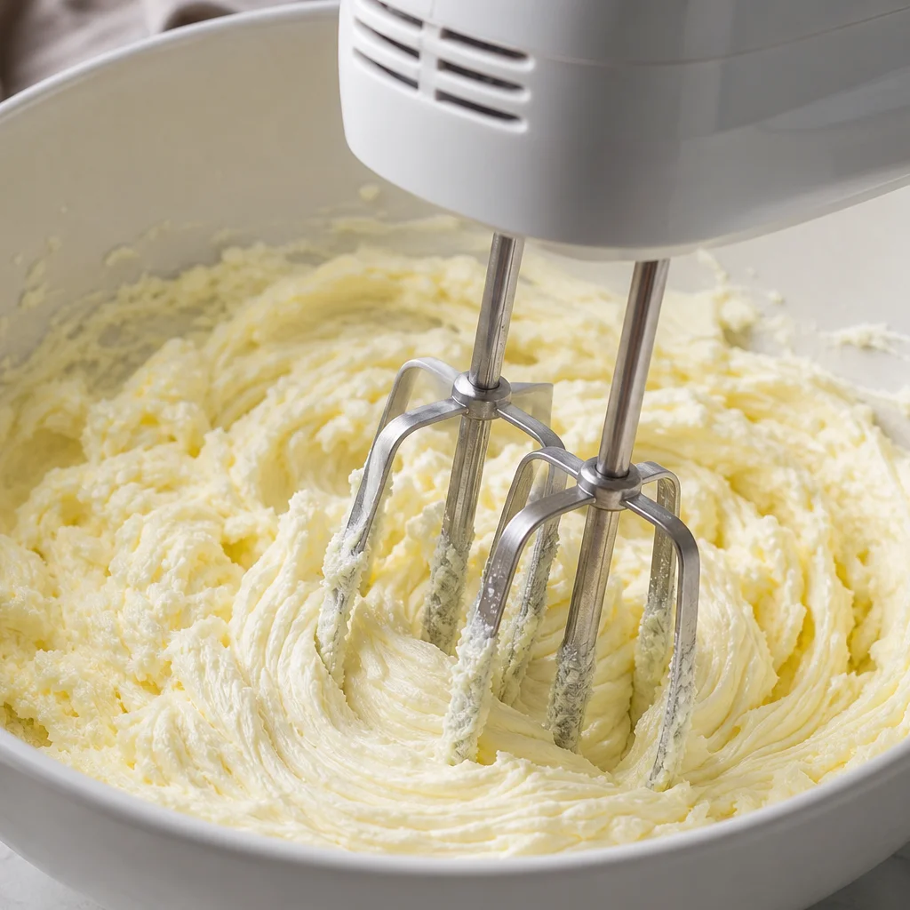 Step 2 creaming softened butter and granulated sugar until light and fluffy