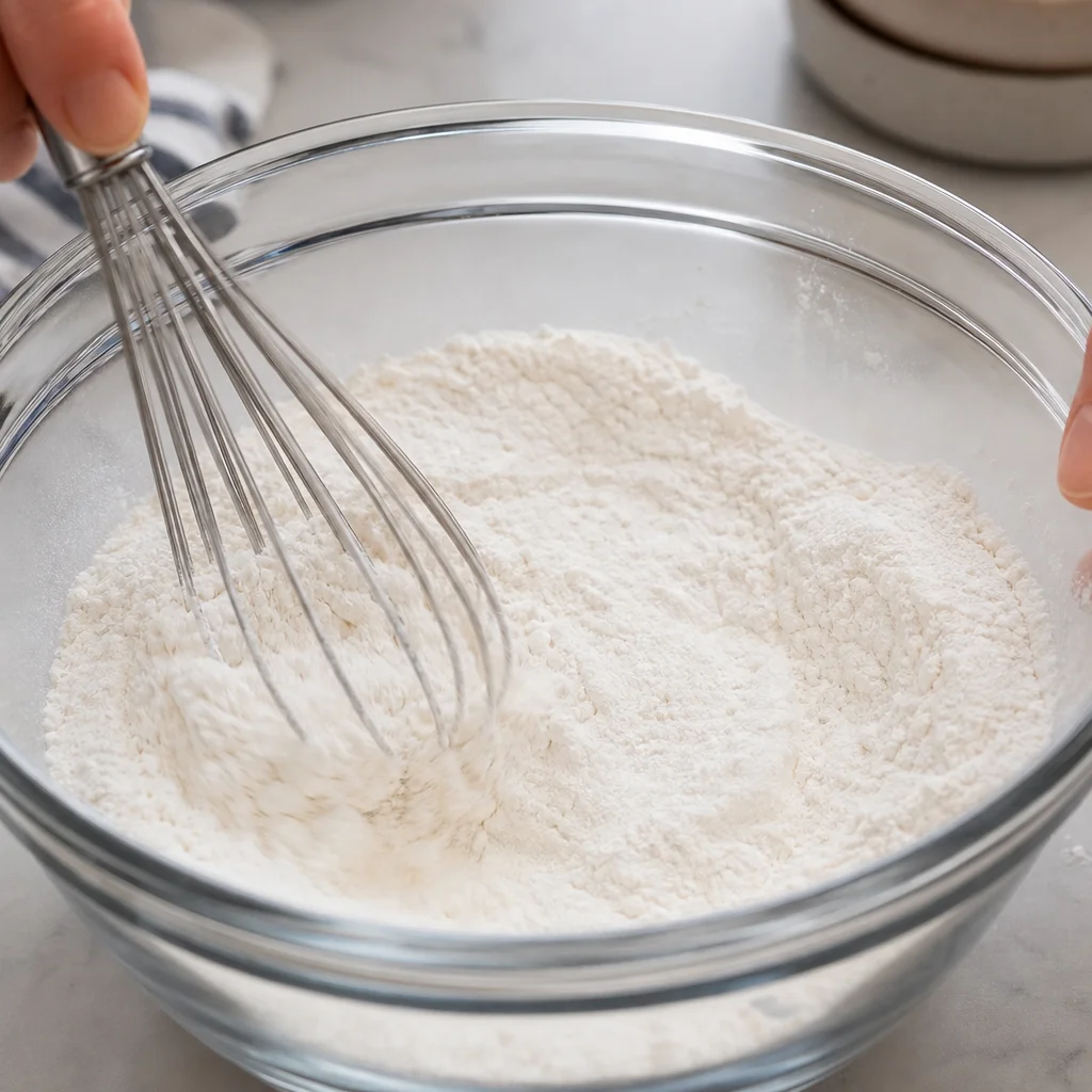 Step 4 whisking flour baking powder baking soda and salt in a separate bowl