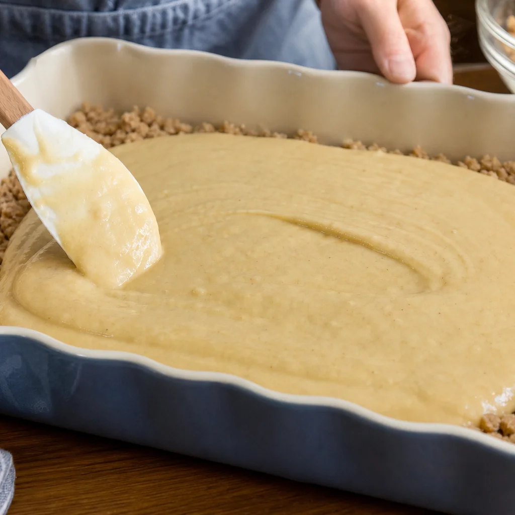 Step 9 spreading remaining batter and topping with the rest of the streusel