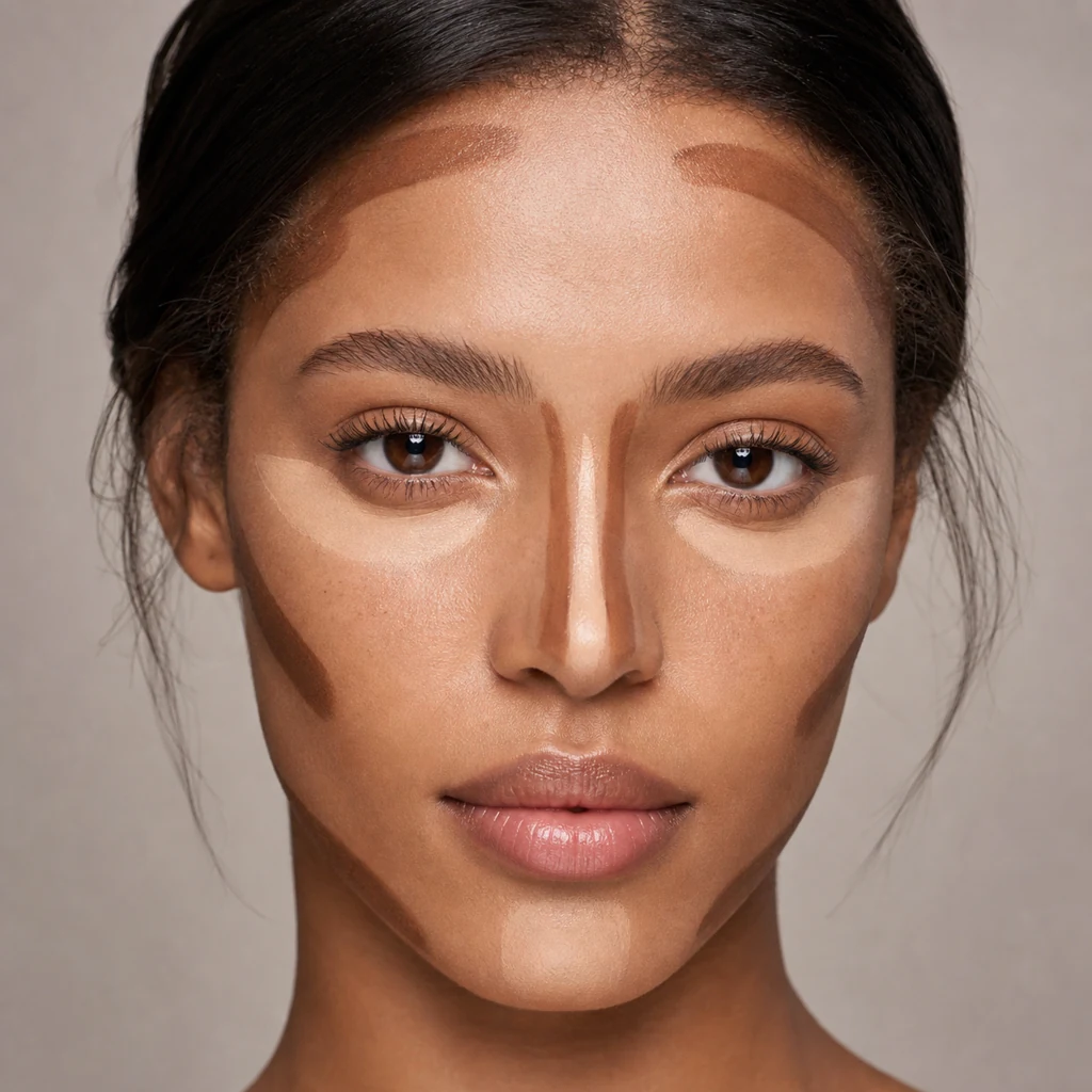 Contour placement under cheekbones jawline temples and nose for beginners