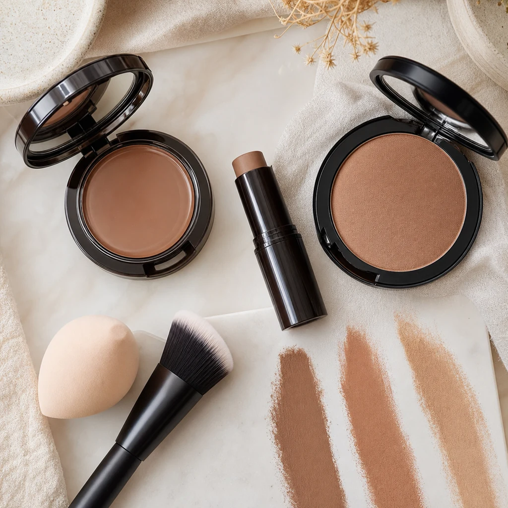Cream contour and powder contour products compared for beginners