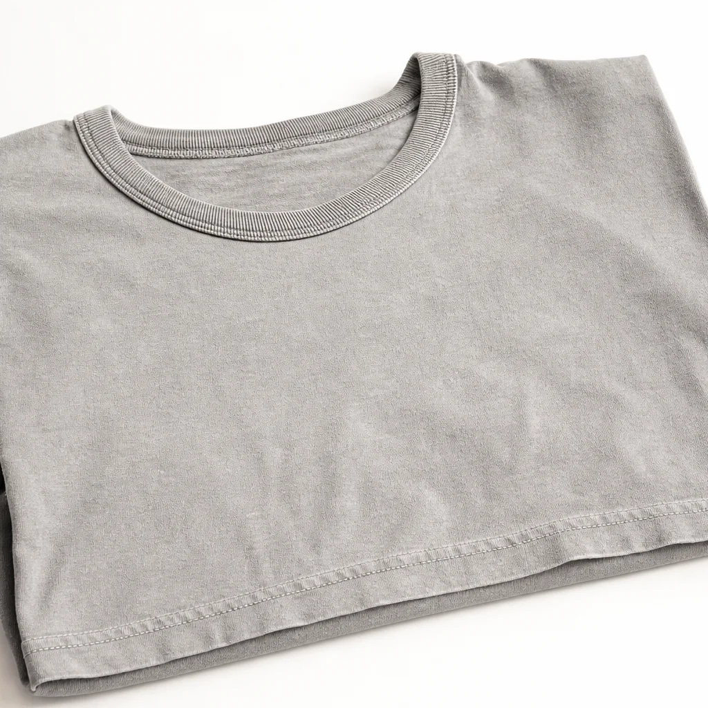 Plain cotton t-shirt before adding crochet trim seam
