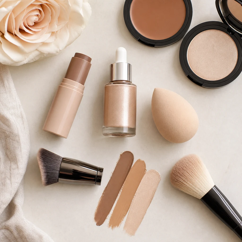 Highlight and contour makeup products for a beginner contouring guide