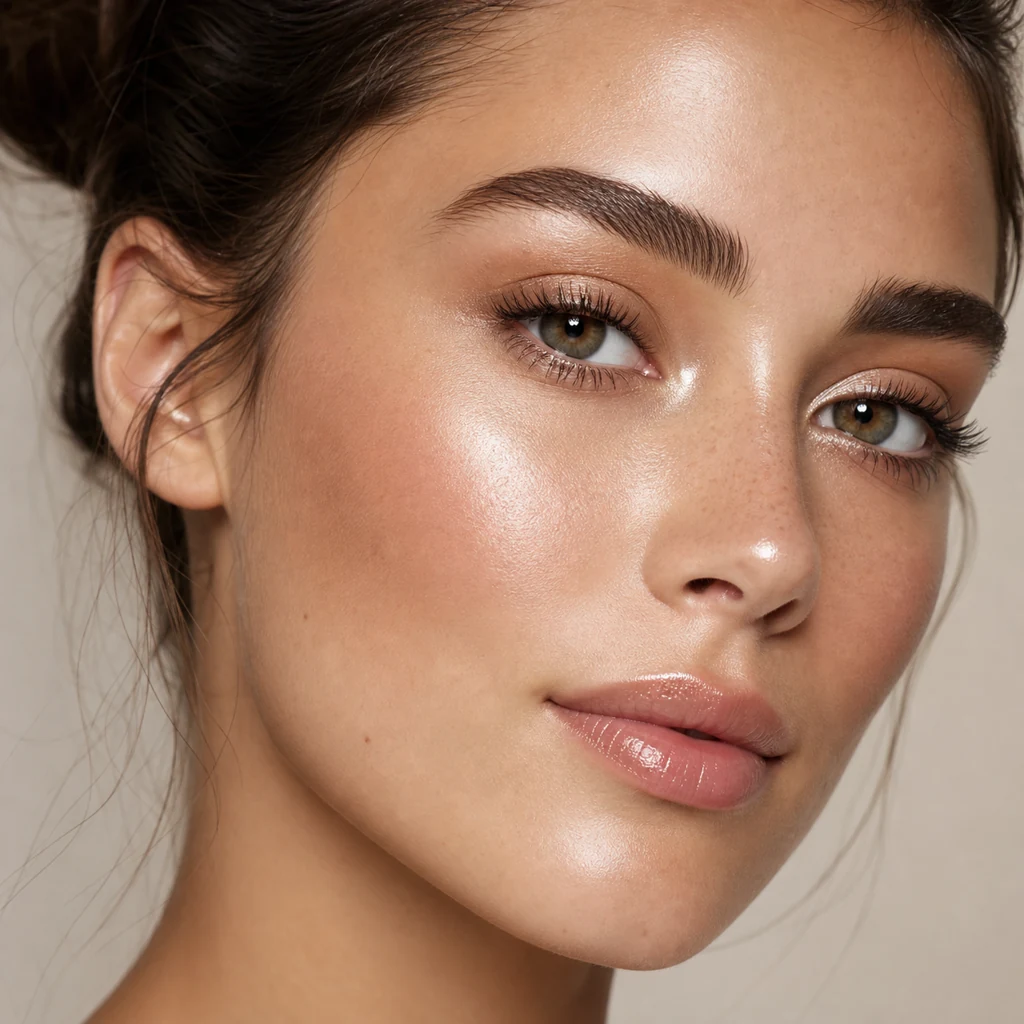 Highlighter placement on cheekbones nose brow bone and cupid bow