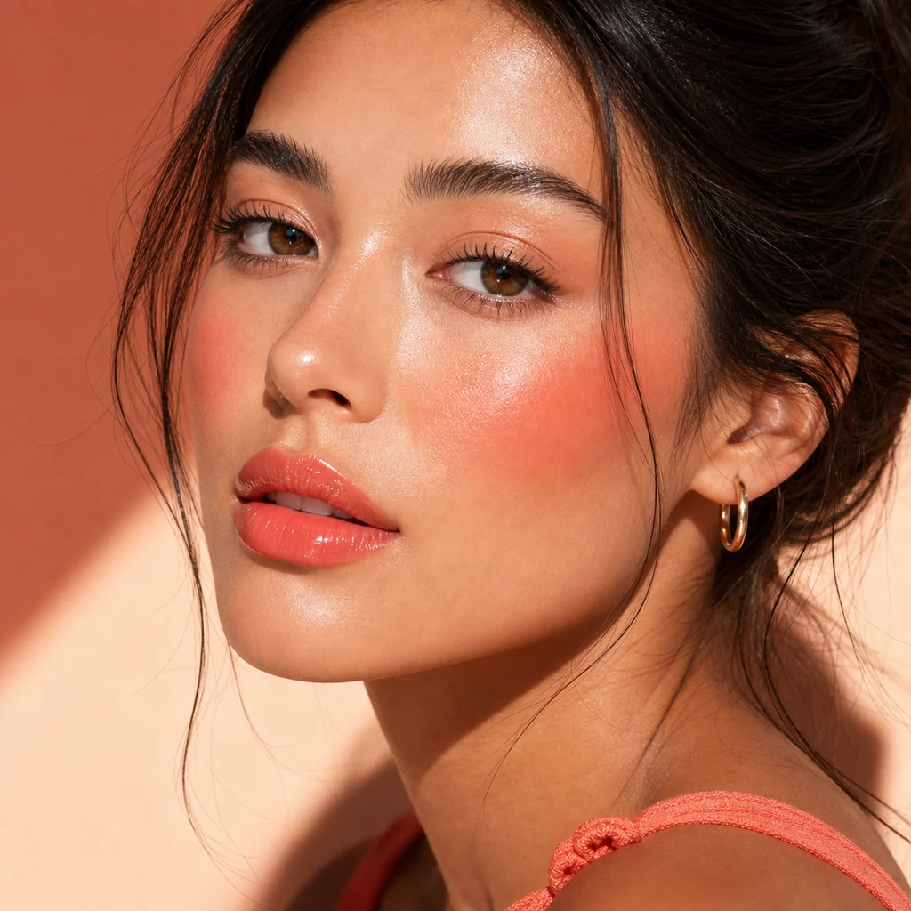 Pastel wash eyeshadow trend with soft lilac and peach tones