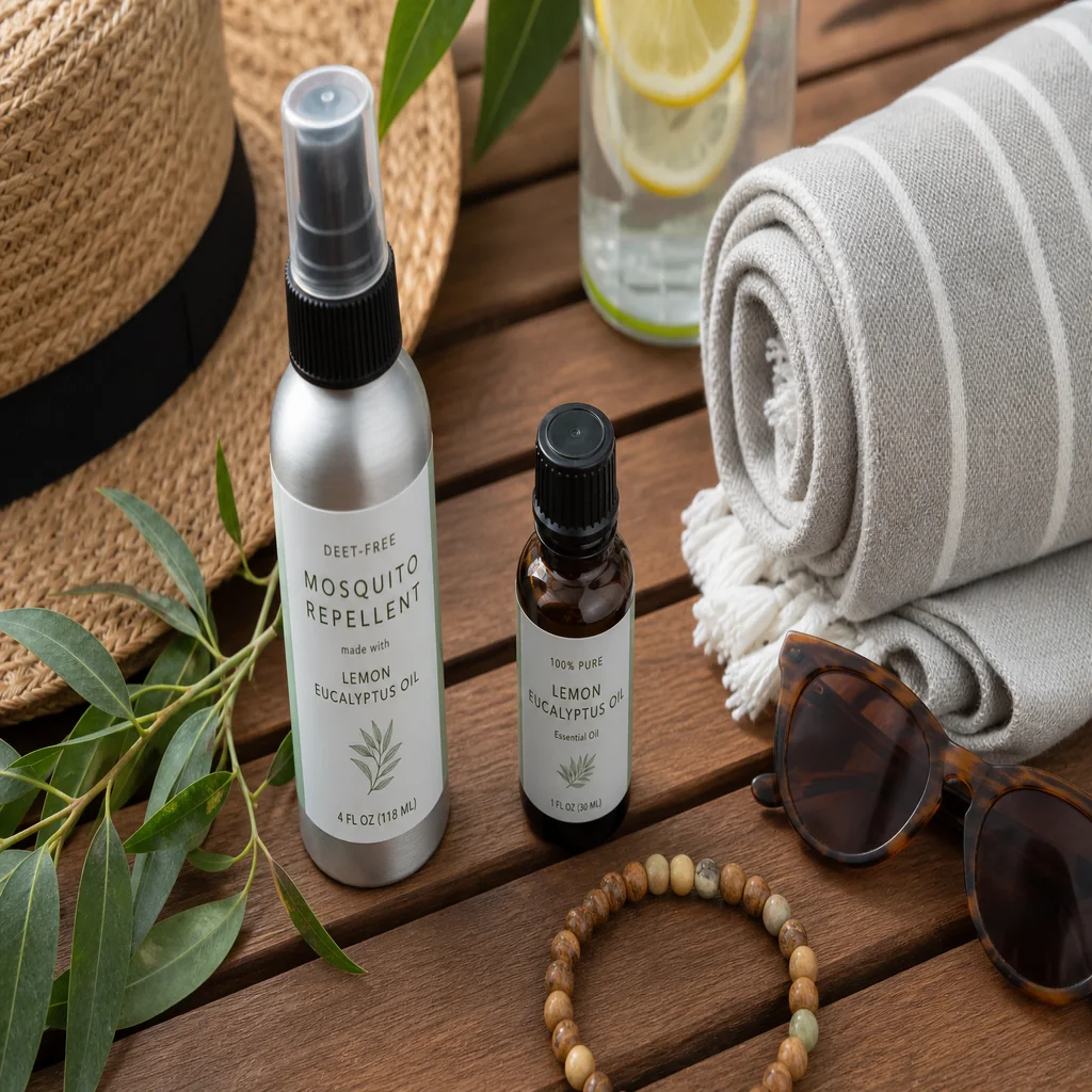 EPA-approved mosquito repellent spray and natural oils for patio gatherings