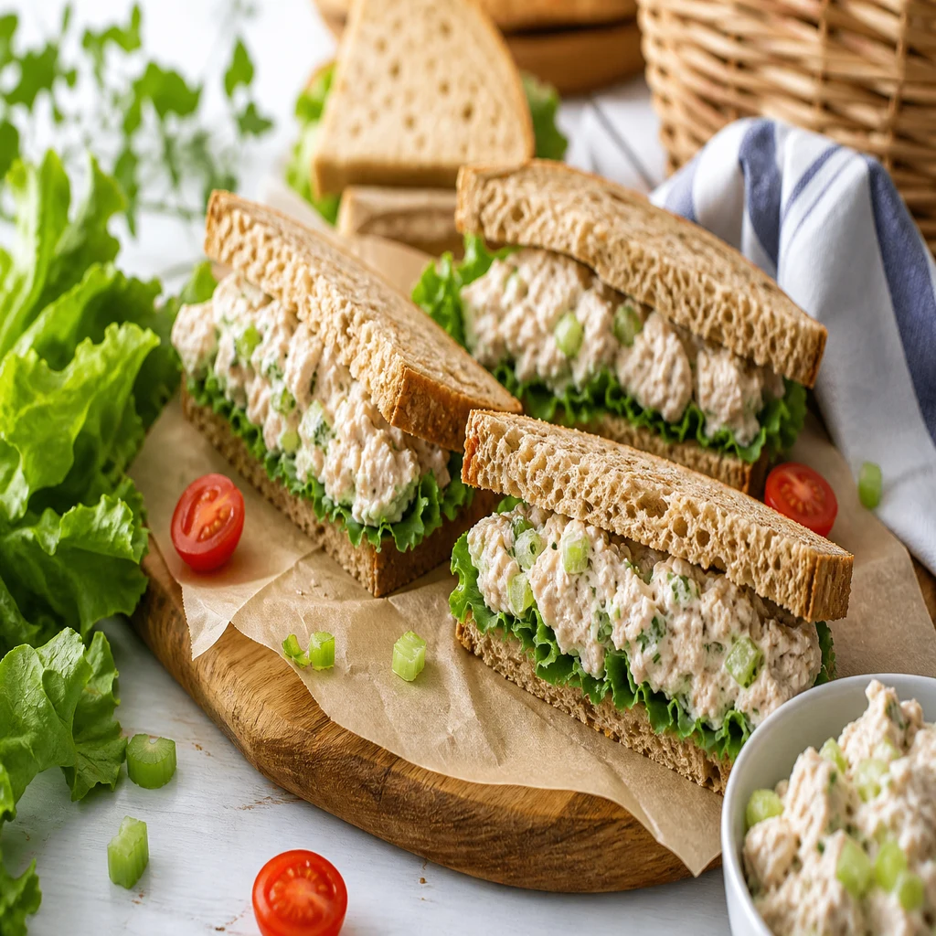 Classic chicken salad sandwiches for summer picnic lunches