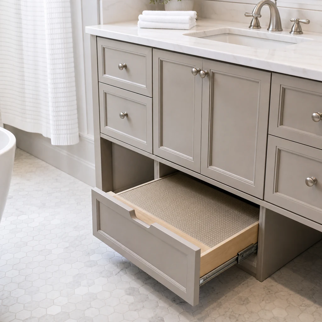 built in slide away bathroom step for children
