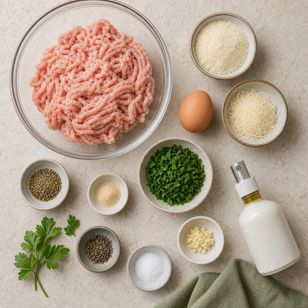 Ingredients for low-carb air fryer turkey meatballs