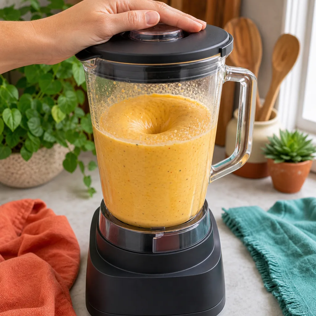 Cottage cheese queso becoming smooth in a blender