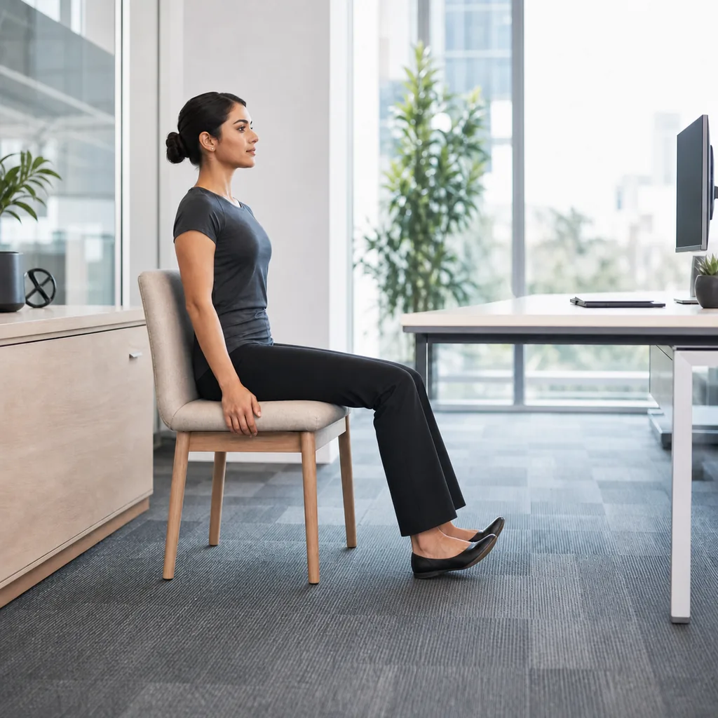 Woman performing seated ankle pumps