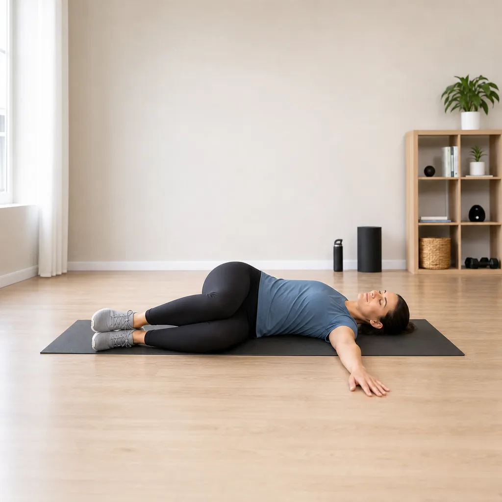 Supine spinal rotation with bent knees lowered to one side