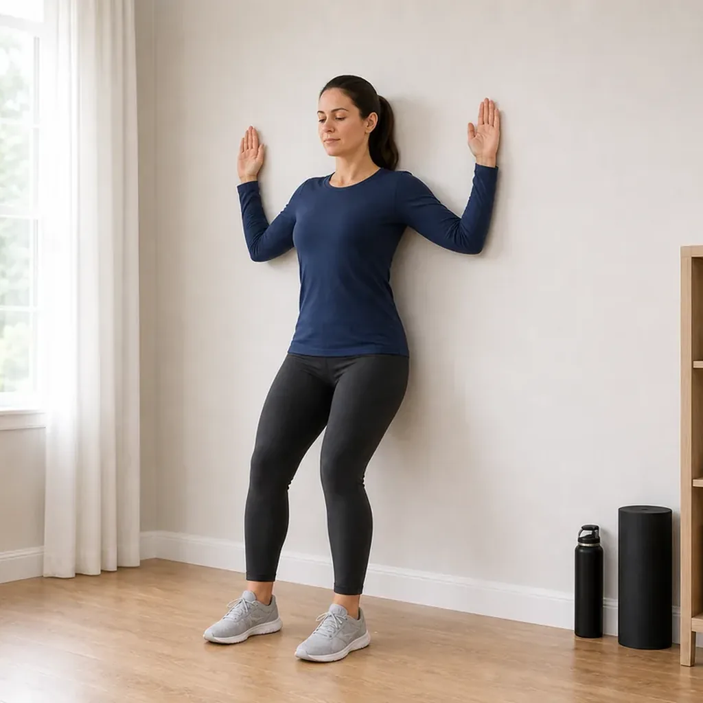Woman performing a controlled wall angel