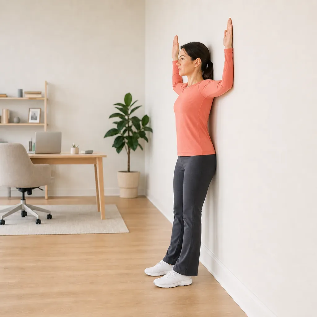 Woman performing controlled wall angels