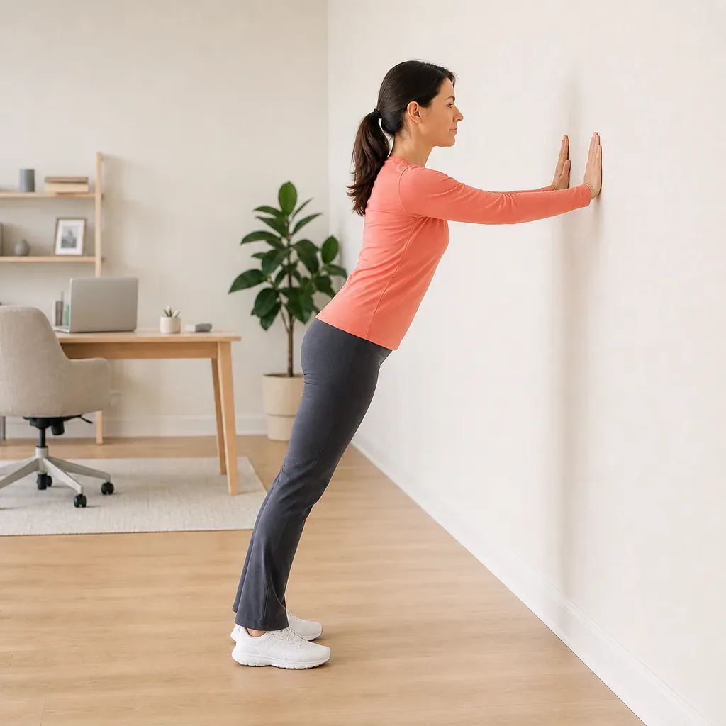 Woman performing a slow wall press