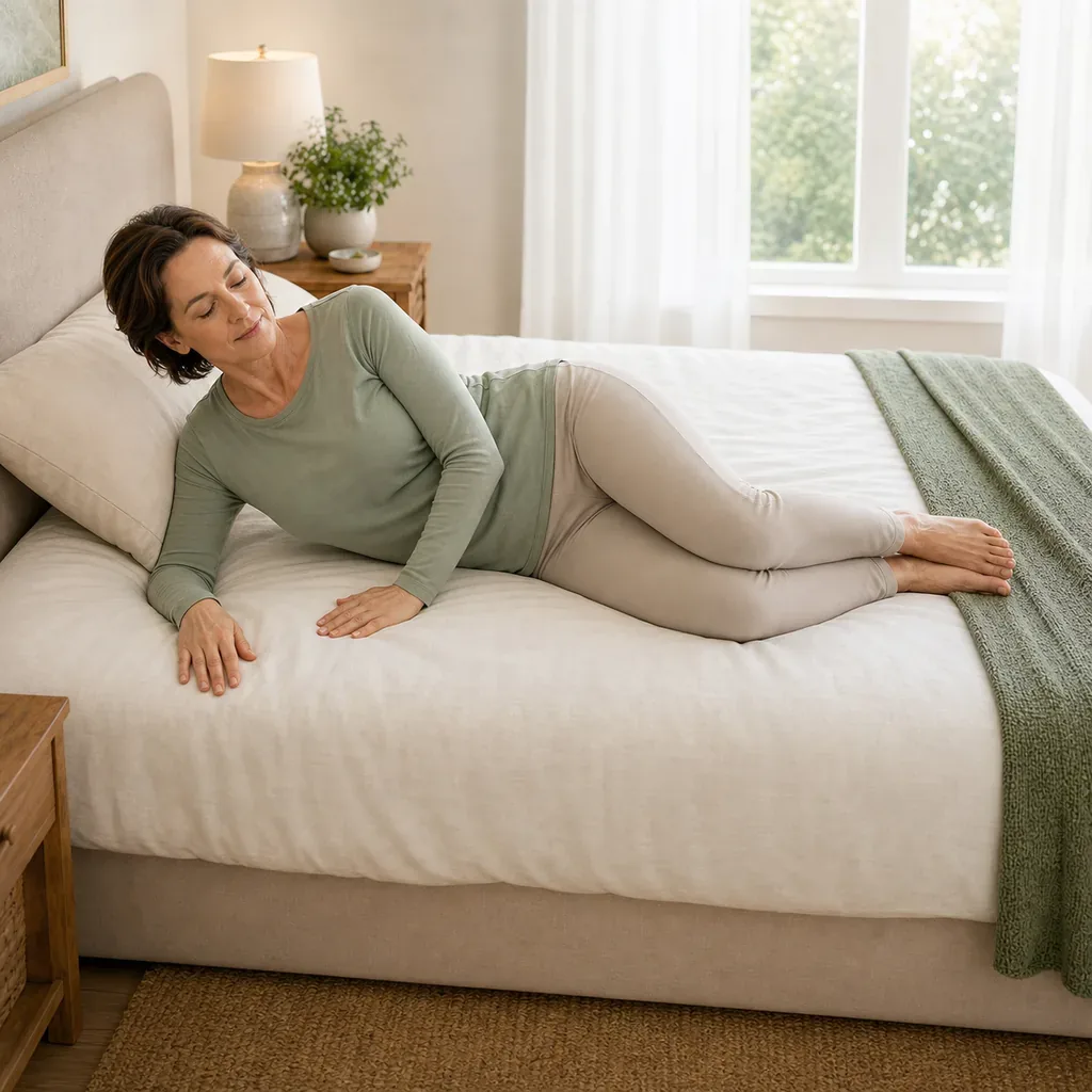 Woman using a safe side-roll transition before sitting up