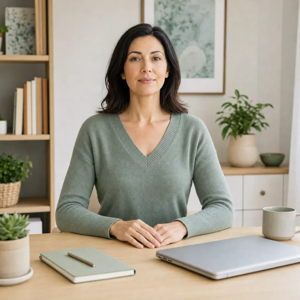 Desk worker seated in a relaxed teeth-apart jaw-rest position