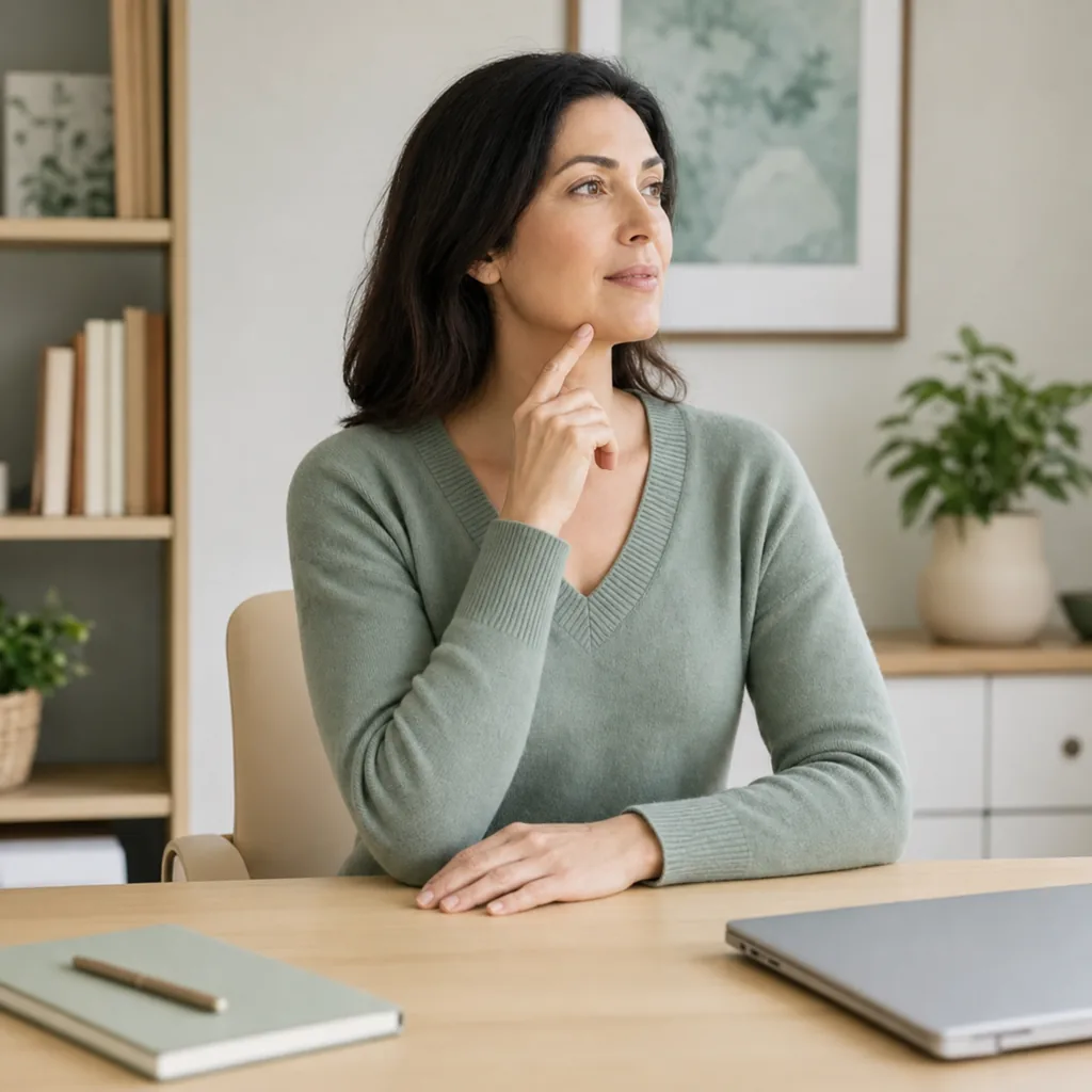 Desk worker demonstrating a small pain-free lower-jaw side glide