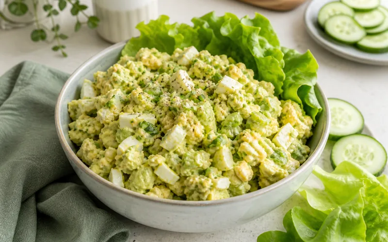 Creamy keto egg salad with avocado and Greek yogurt
