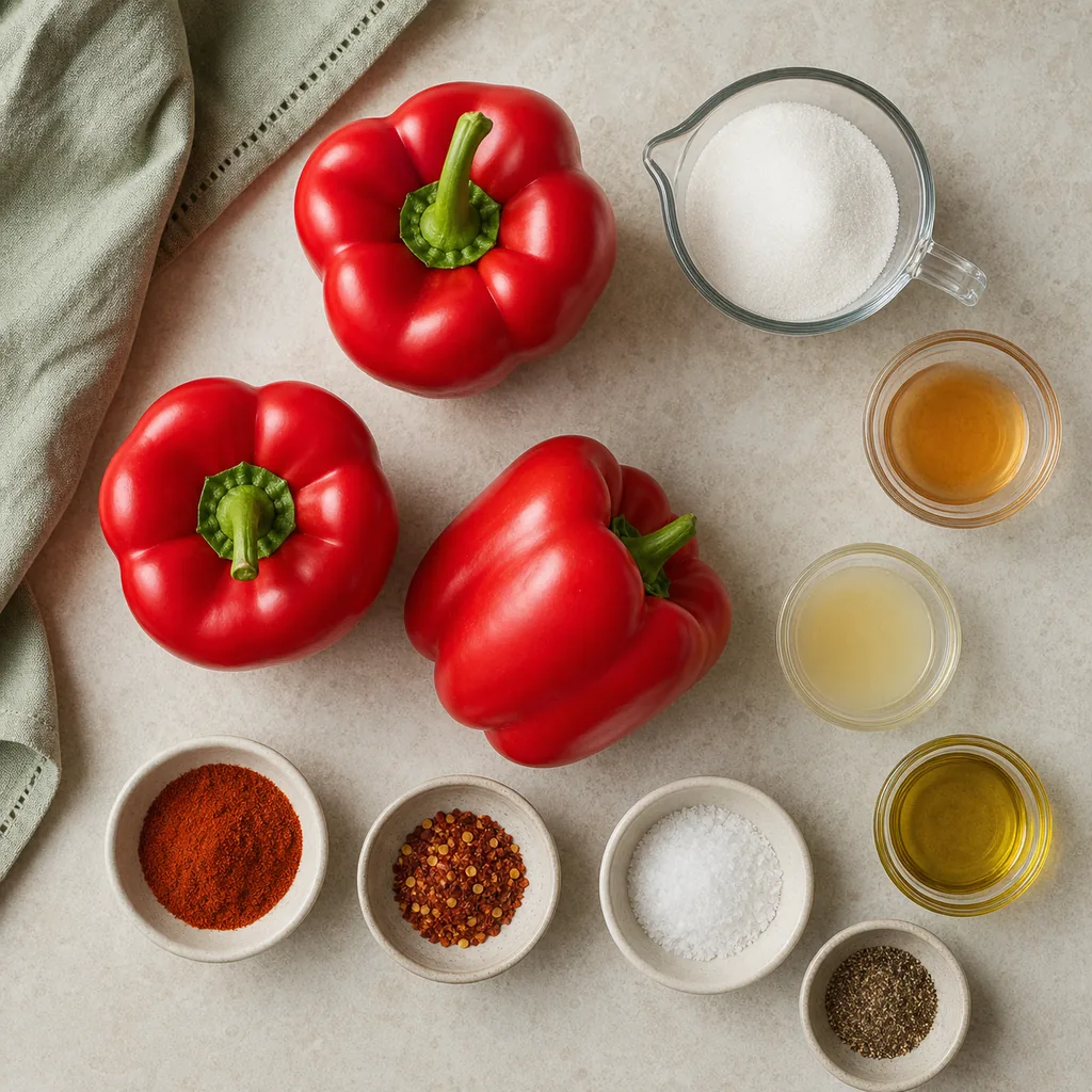 Ingredients for sugar-free roasted red pepper jam