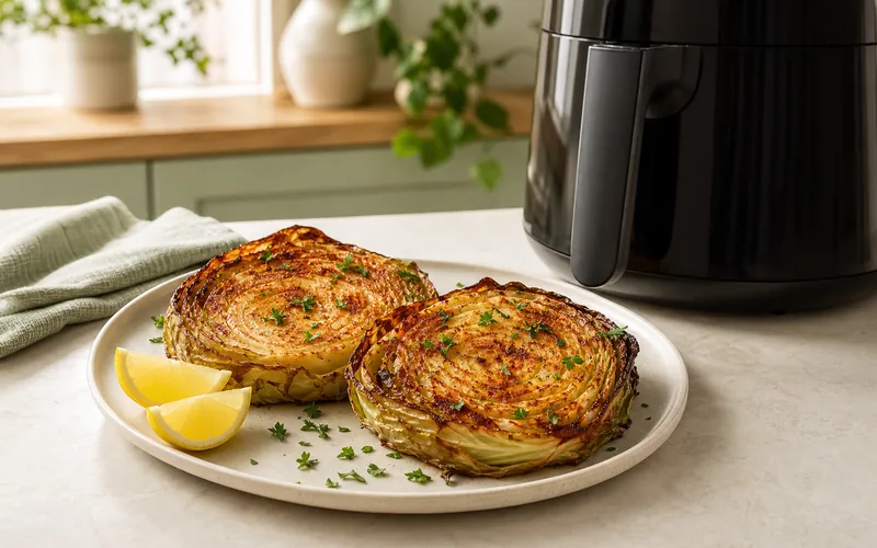 Crispy keto air fryer cabbage steaks