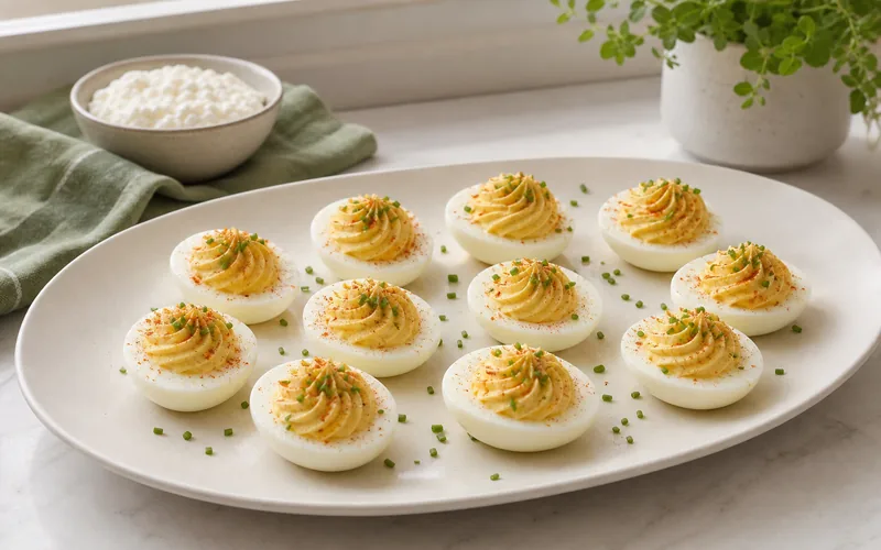 High-protein cottage cheese deviled eggs