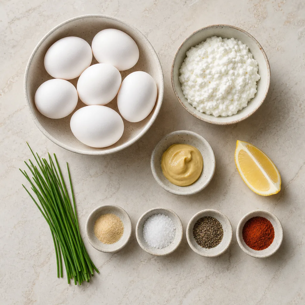 Ingredients for cottage cheese deviled eggs