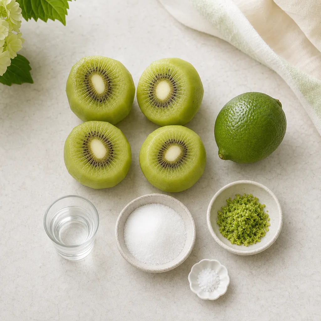 Ingredients for sugar-free kiwi lime jam