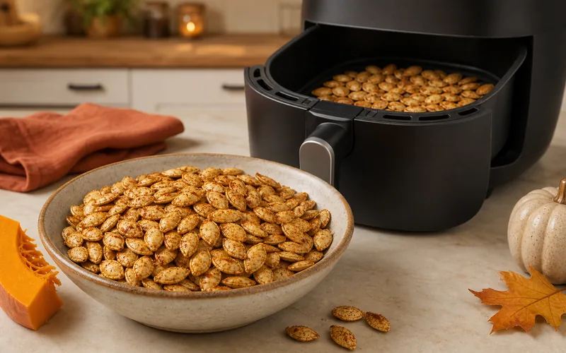Crispy air fryer pumpkin seeds keto snack