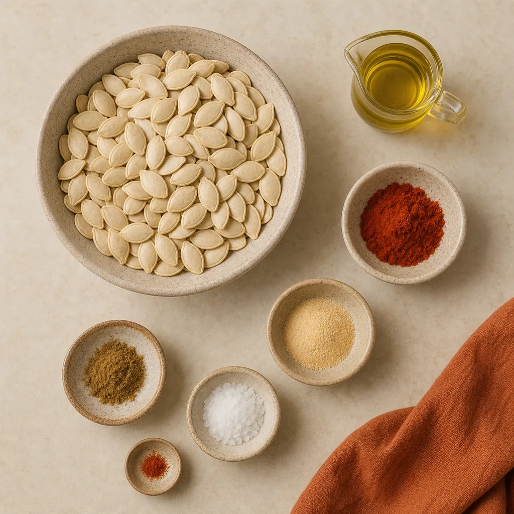 Ingredients for savory air fryer pumpkin seeds