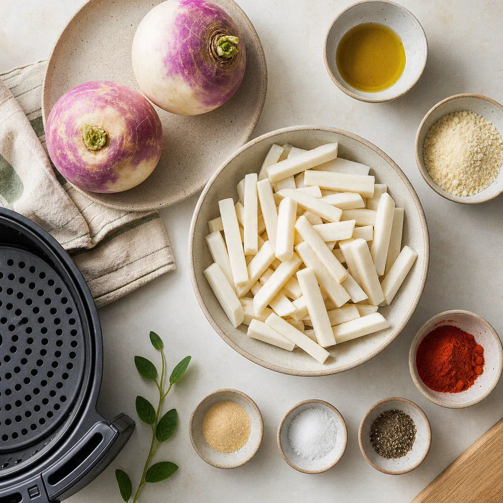 Ingredients for air fryer turnip fries