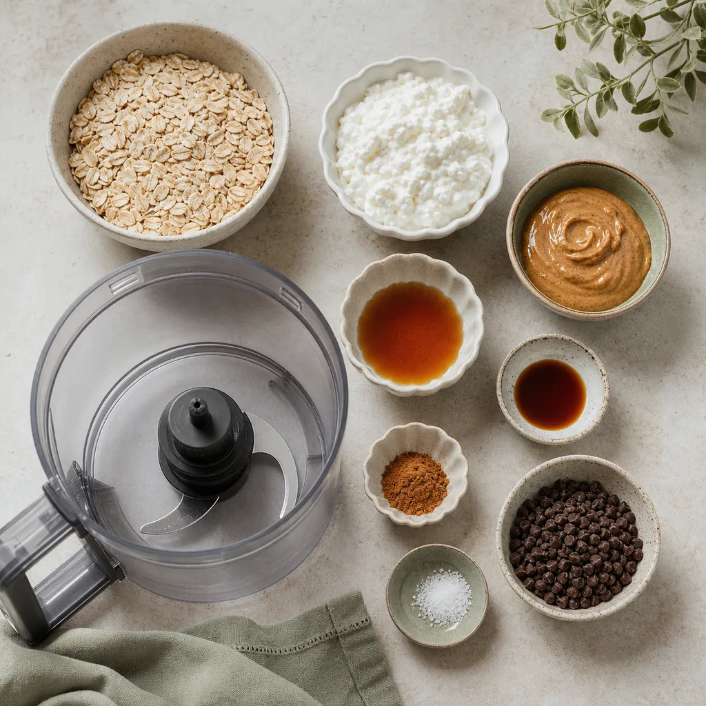 Ingredients for cottage cheese chocolate chip balls