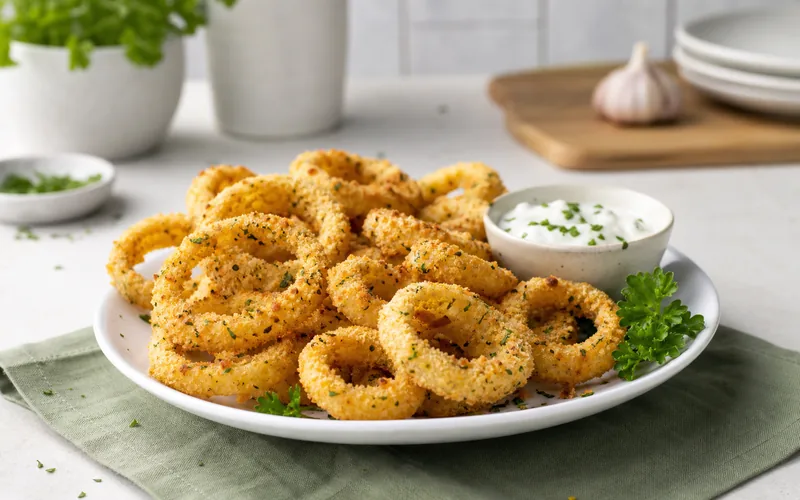 Air fryer keto onion rings with almond flour